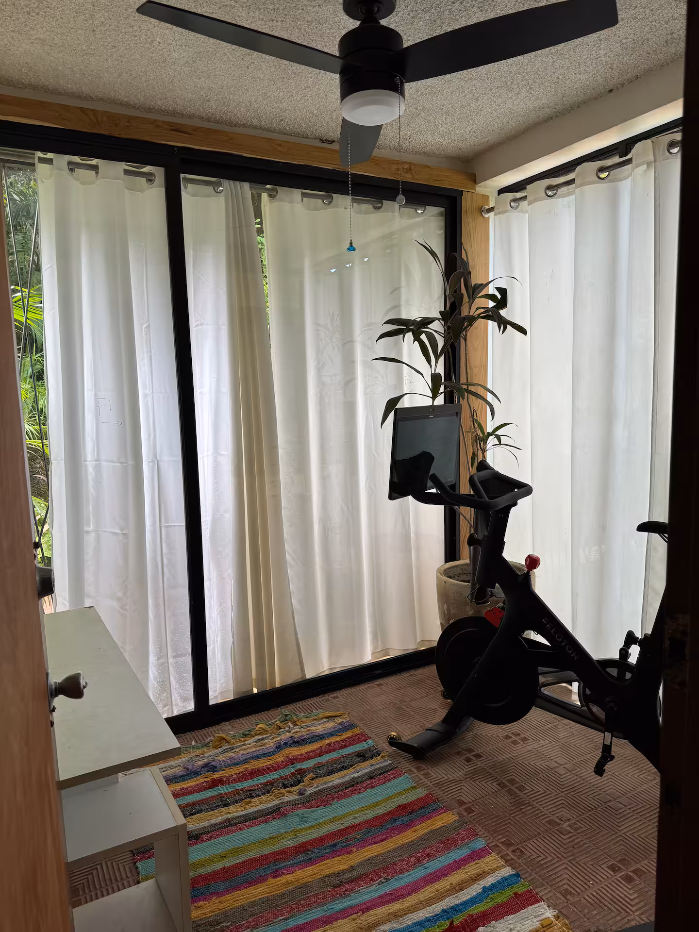 Home office with Peloton bike